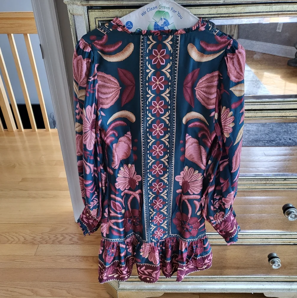 FARM Rio Vibrant Floral Mini Dress - Teal seashell tapestry - Picture 2 of 3